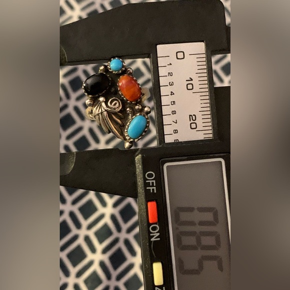 Navajo Turquoise Coral Onyx Ring ~ - Picture 2 of 8